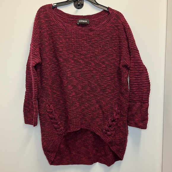 Express Maroon 3/4 Sleeve Sweater - Picture 2 of 6